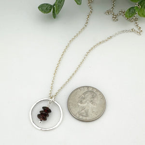 Triple Garnet Sterling Silver Necklace
