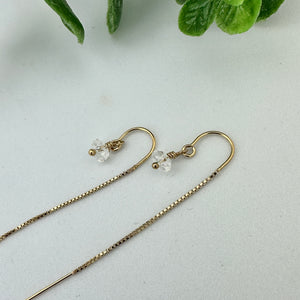 Herkimer Diamond Quartz Gold Filled Threader Earrings