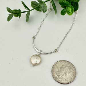 Freshwater Coin Pearl Bar Necklace