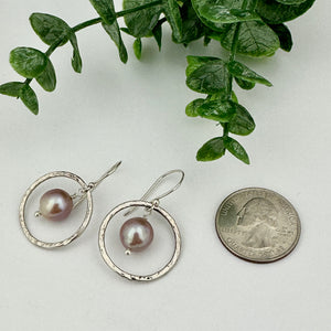 Freshwater Edison Pearl Medium Circle Sterling Silver Earrings