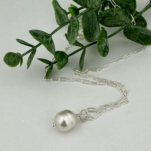 White Baroque South Sea Sterling Silver Necklace