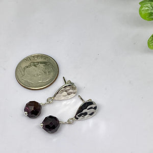 Teardrop Garnet Sterling Silver Earrings