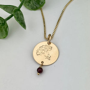 Birth Month Flower Sterling Silver Gold Filled Necklace