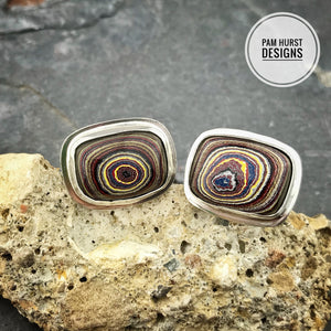 Corvette Paint Cuff Links - Fordite - Sterling Silver