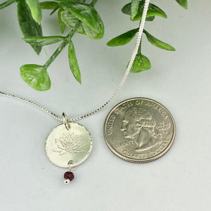 Water Lily Ruby Sterling Silver Necklace Pendant