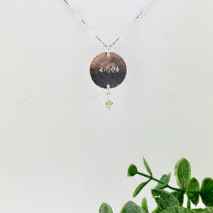 2024 Solar Eclipse Necklace Sterling Silver Peridot Moonstone