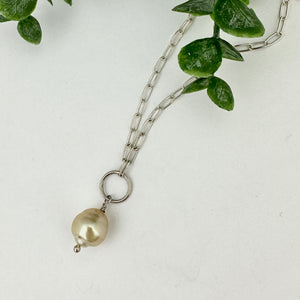 South Sea Light Yellow Baroque Sterling Silver Necklace