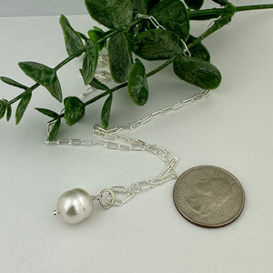 White Baroque South Sea Sterling Silver Necklace