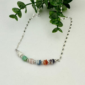 Multi Color Opal Sterling Silver Necklace