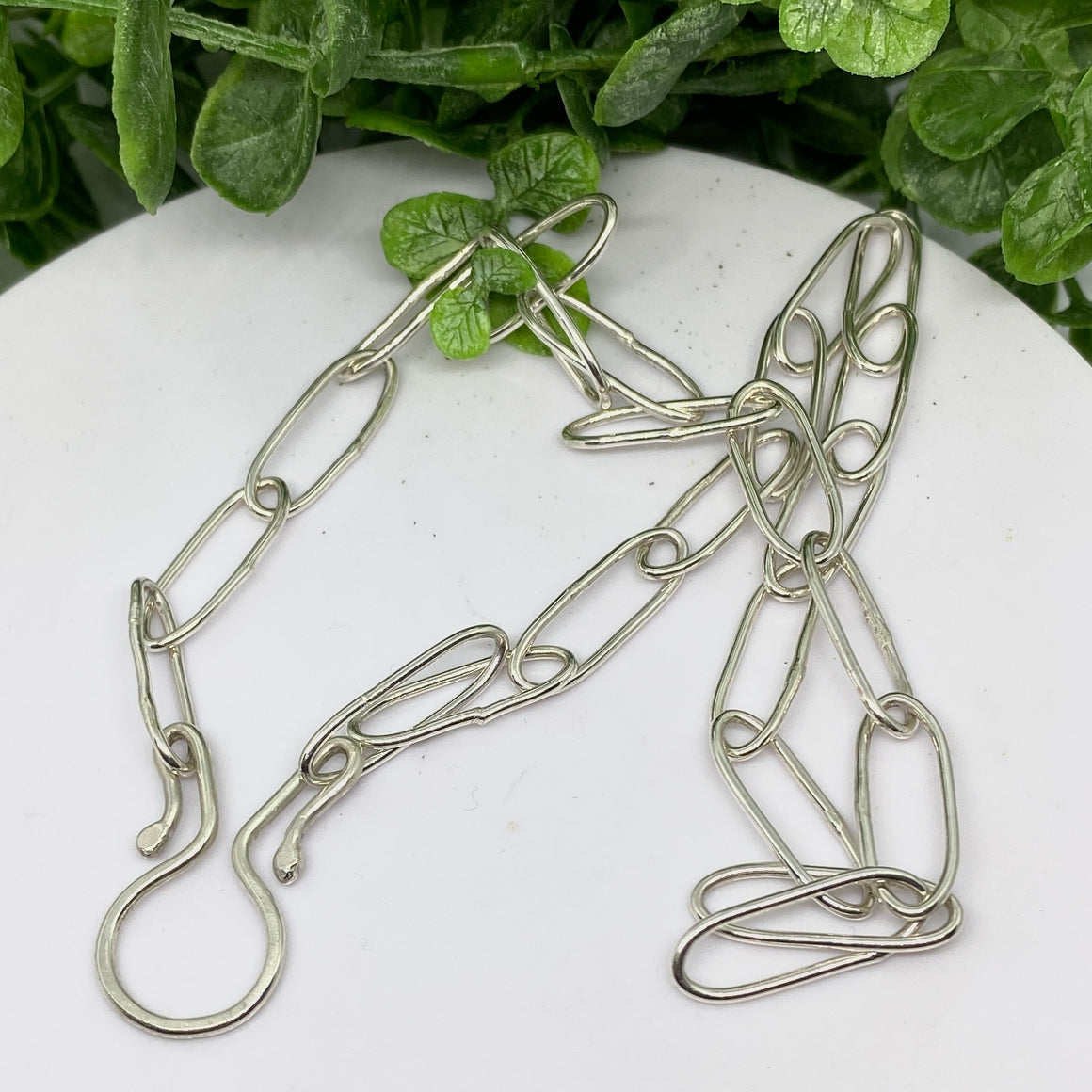 Large Link Sterling Silver Chain Charm Necklace