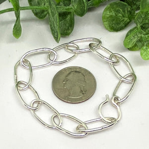 Large Link Sterling Silver Chain Charm Bracelet