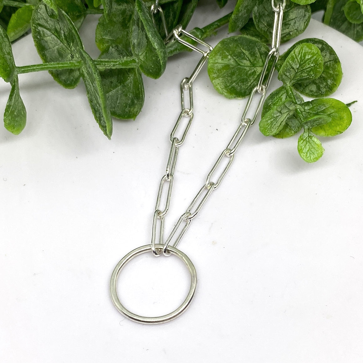 Simple Paperclip Sterling Silver Charm Holder Chain