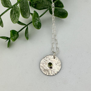 Peridot Sterling Silver Circle Necklace