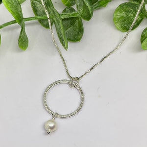 Circle of Wisdom-Sterling Silver Pearl Necklace