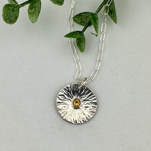 Citrine Sterling Silver Circle Necklace
