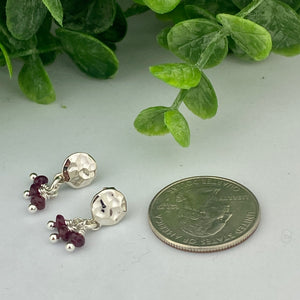 Hammered Sterling Silver Ruby Earrings