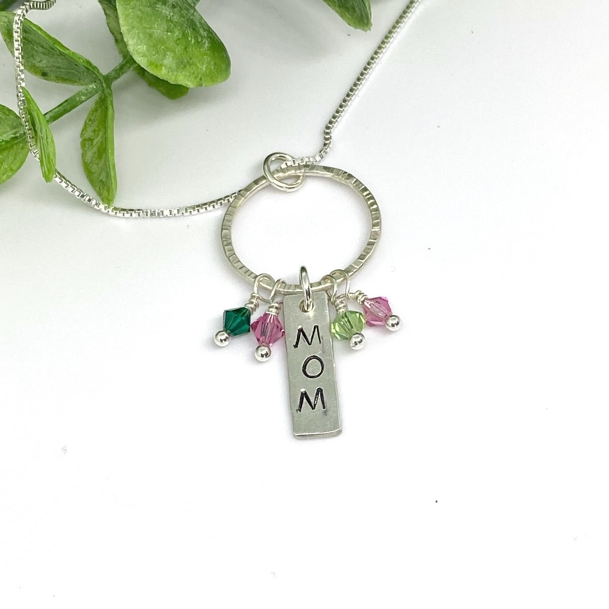 Dainty kids silhouette charm necklace with genuine birthstone in Silver,  yellow, rose or White Gold